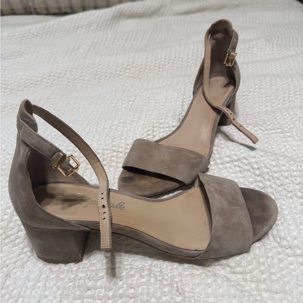 Free People Taupe Suede Heels